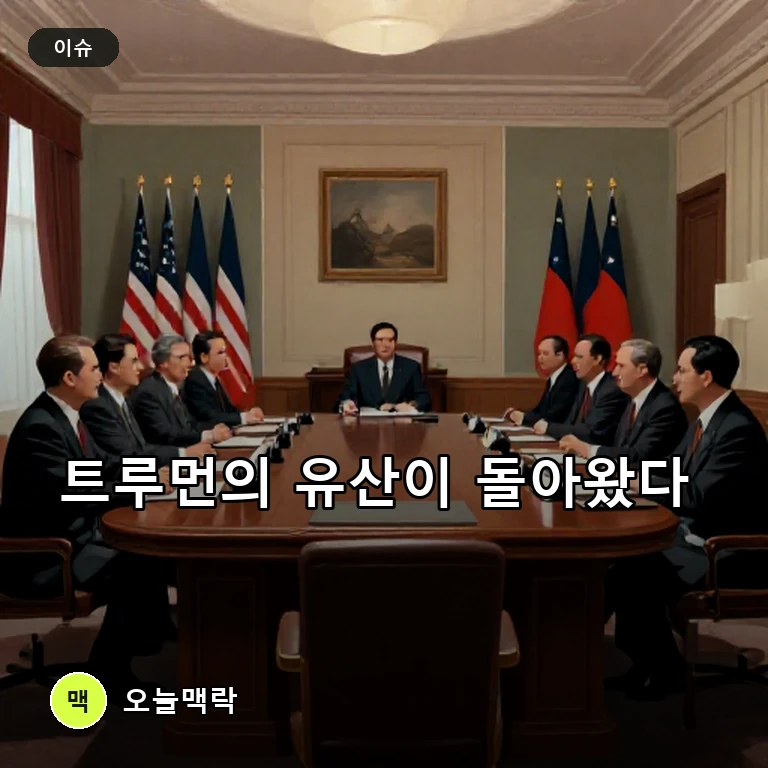 해리 트루먼, 포츠담 회담 81주년과 외교 논쟁의 중심에 주제를 표현한 편집 이미지