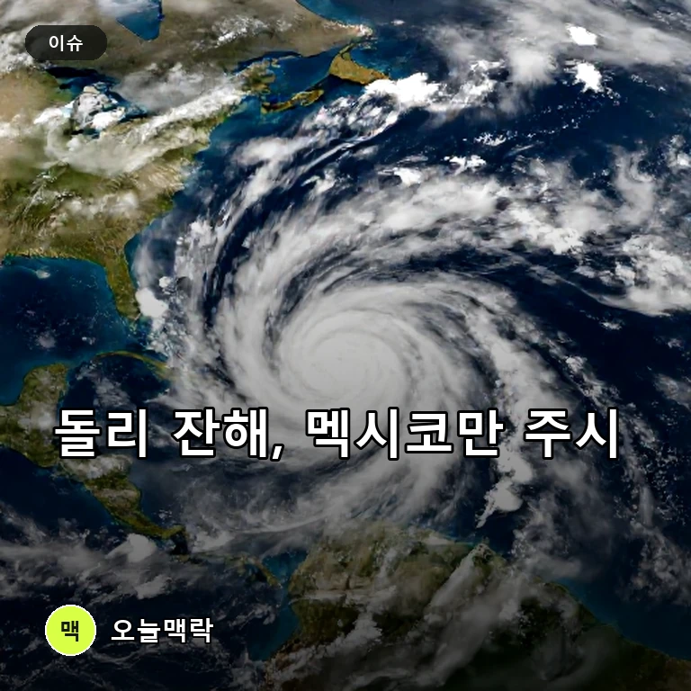 열대폭풍 돌리 잔해, 멕시코만 향하나…플로리다 긴장 주제를 표현한 편집 이미지