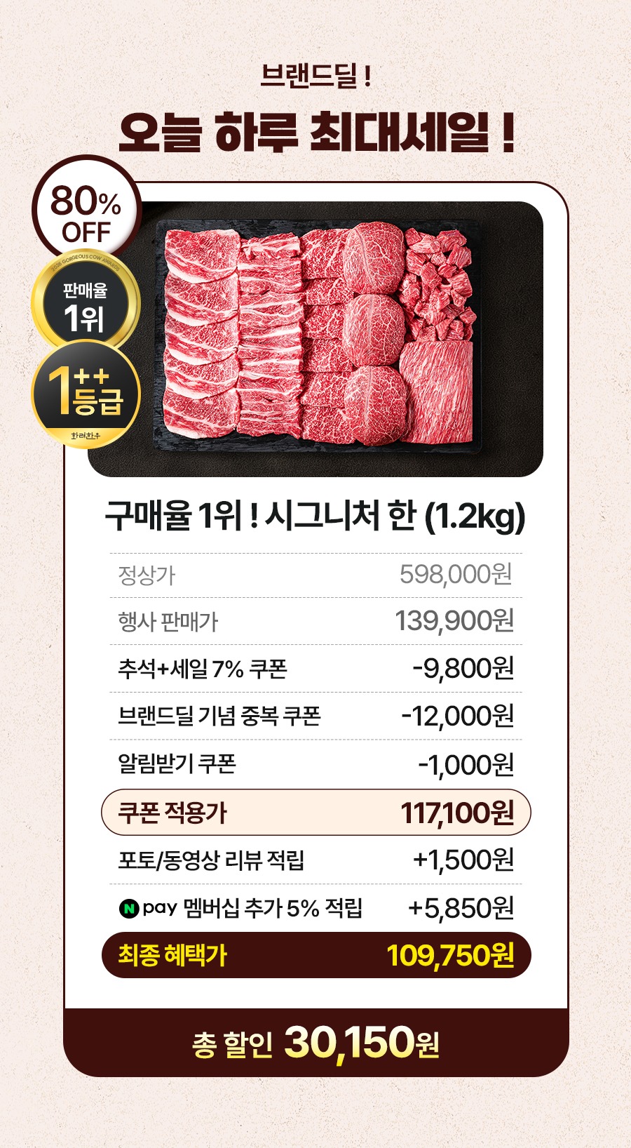 [평점 4.93] ++1등급 마장동 투뿔 한우 선물 세트 소고기 구이용 명절 추석 제품 이미지