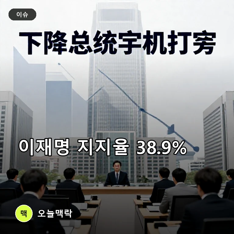 이재명 대통령 지지율 38.9%…취임 후 첫 30%대 추락 주제를 표현한 편집 이미지