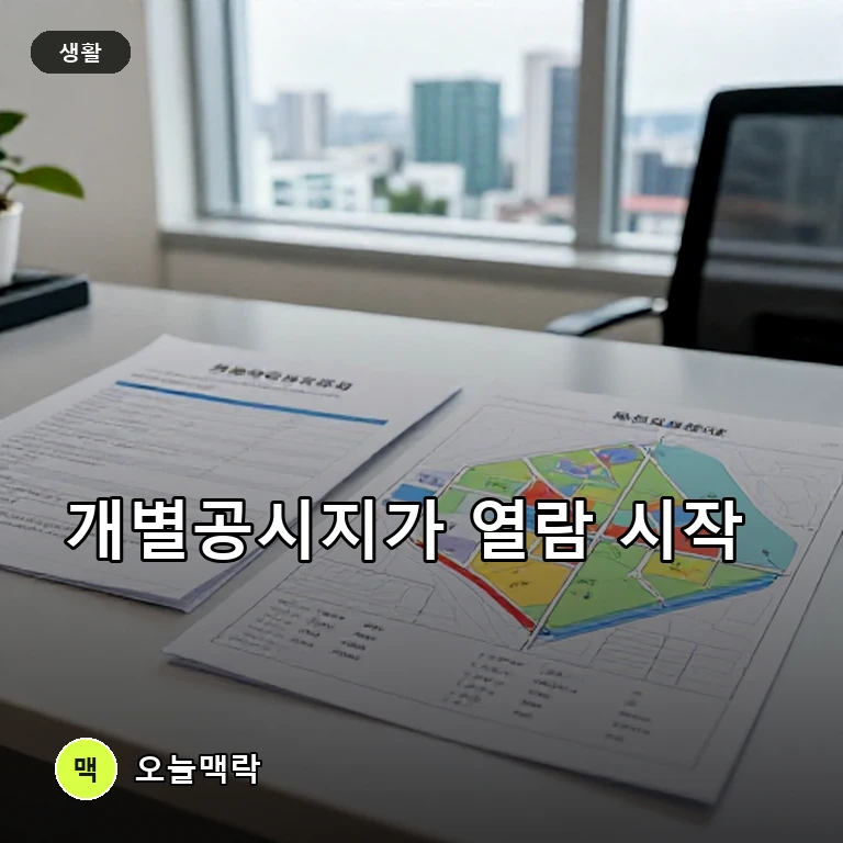 안산·목포·당진 등 지자체, 7월 1일 기준 개별공시지가 열람·의견 접수 주제를 표현한 편집 이미지