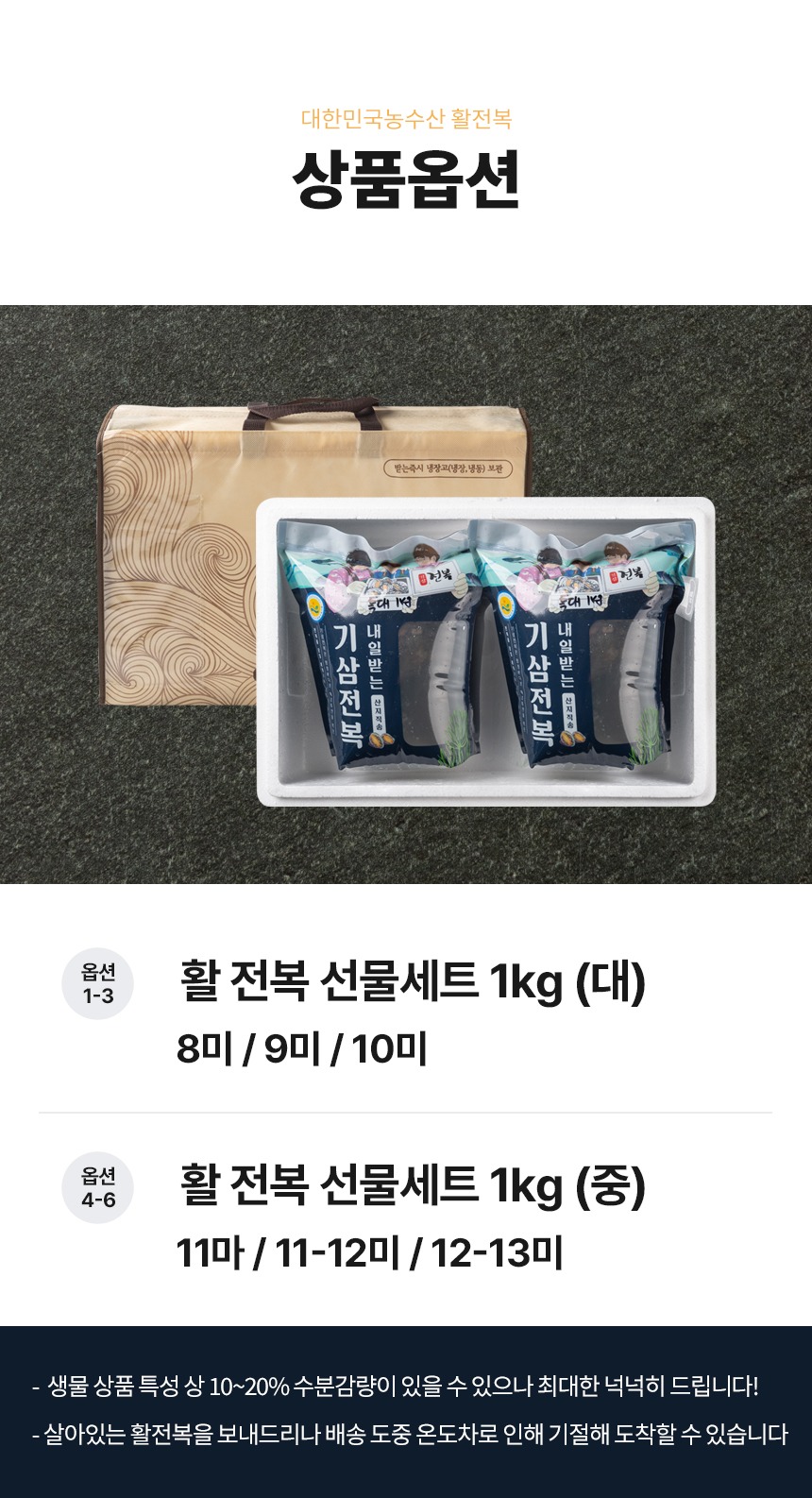 진도 활 전복 선물세트 명절 설날 추석 선물 제품 이미지