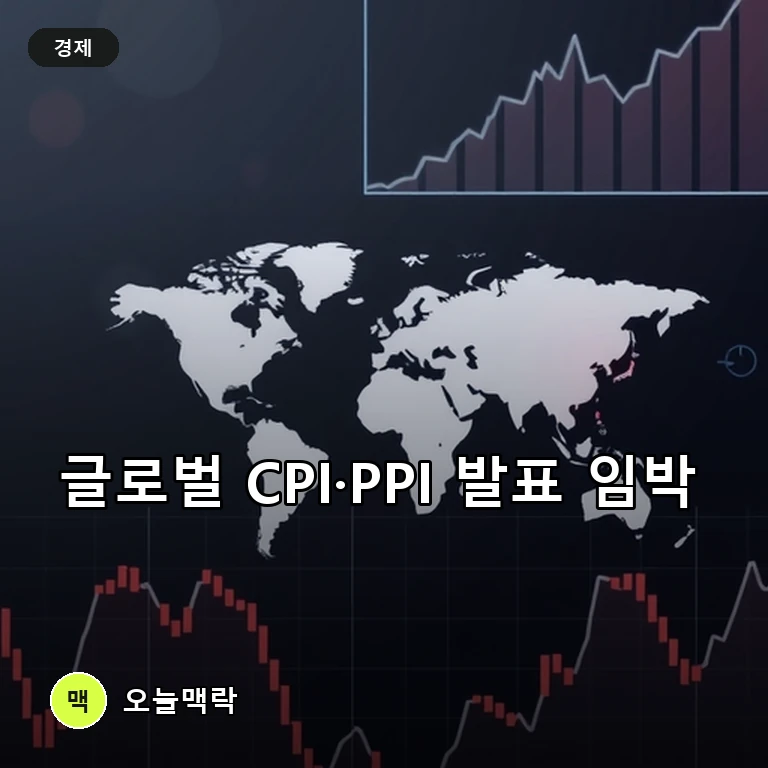 글로벌 물가 지표 발표를 앞두고 연준의 금리 정책 저울질 주제를 표현한 편집 이미지