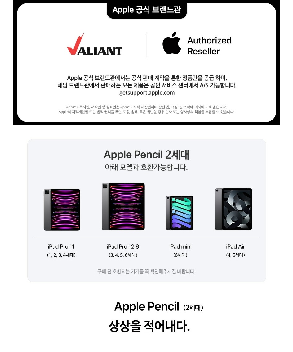 Apple Pencil 애플펜슬 2세대 제품 이미지