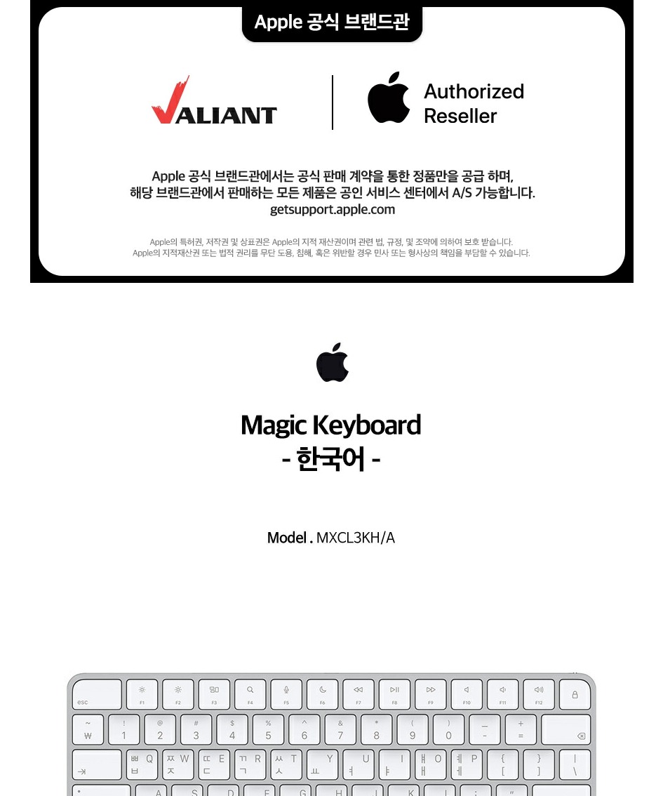 애플 매직 키보드 화이트, 기본 모델 제품 이미지