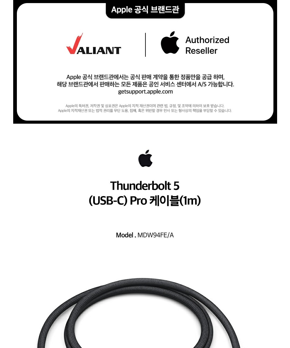 애플 정품 케이블 썬더볼트 5 (USB-C) 프로, 1개, 1m 제품 이미지