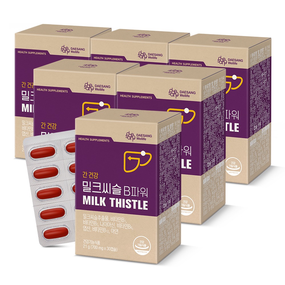 웰라이프 밀크씨슬 B파워 (700mg) 실리마린 간건강 영양보충용제품 30캡슐, 6개 제품 이미지