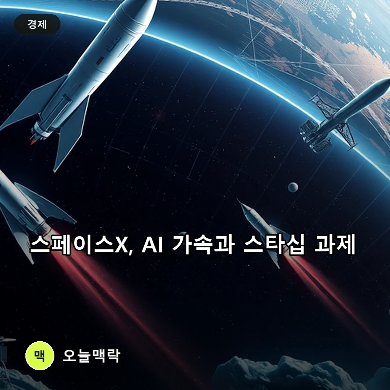 스페이스X, 9월 주가 변동 속 AI 매출 가속과 스타십 상용화 딜레마 직면 주제를 표현한 편집 이미지