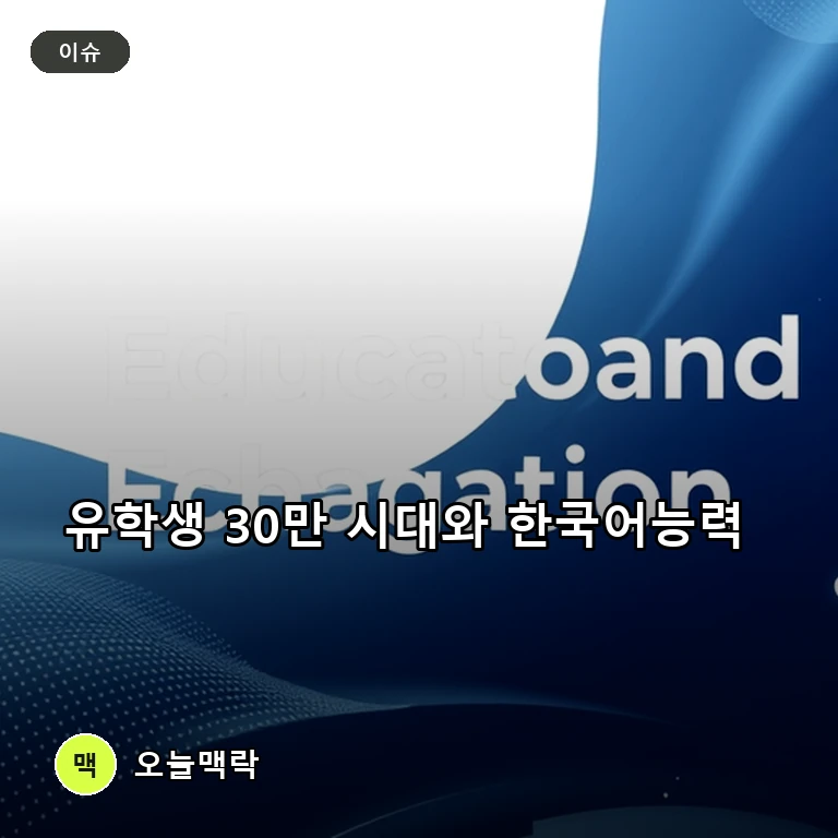 대한민국 유학생 30만 명 돌파와 LA 한국어능력시험 실시 주제를 표현한 편집 이미지