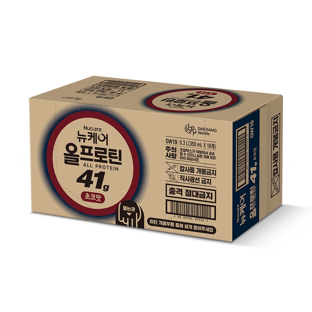 [단백질 41g] 뉴케어 올프로틴 초코맛 350mL 18팩 단백질음료 제품 이미지