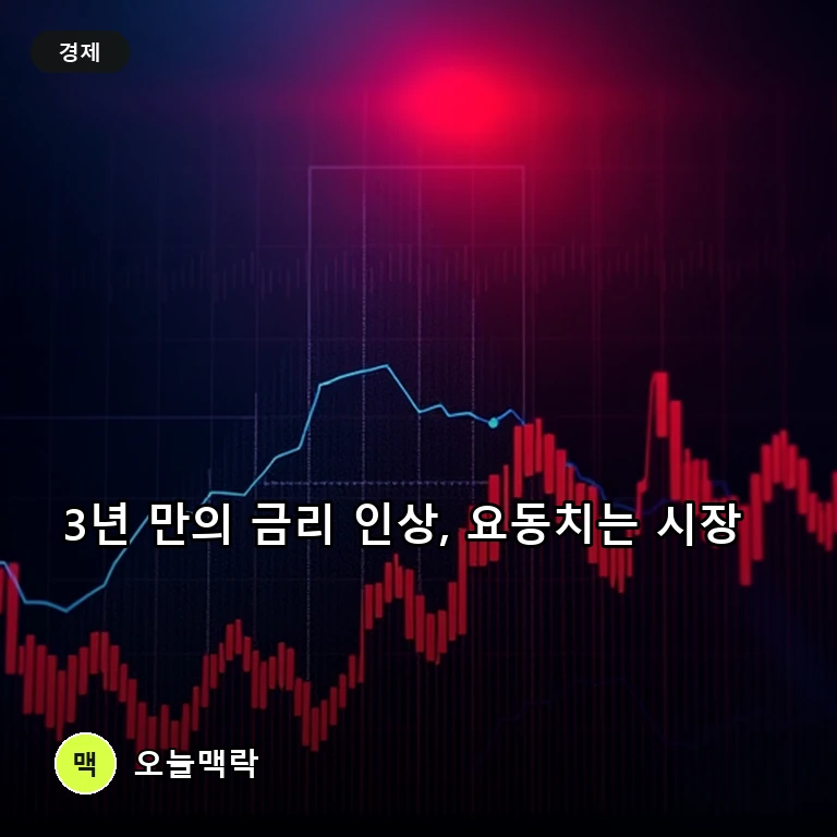 미 연준, 3년 만의 금리 인상 단행…다우지수 631P 하락하며 뉴욕증시 휘청 주제를 표현한 편집 이미지