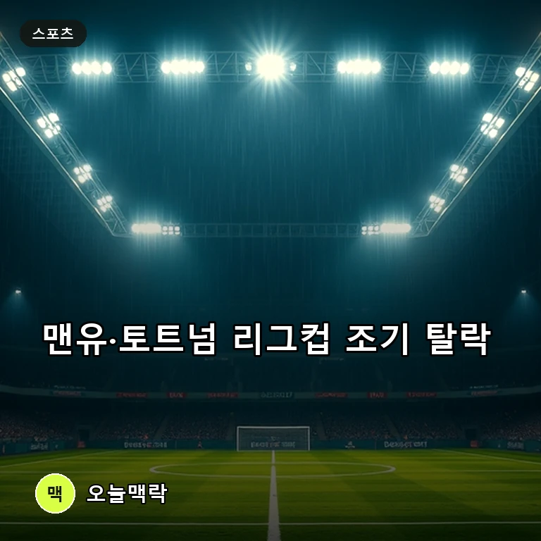 맨유 2-3 충격의 대역전패·토트넘 완패…리그컵 이변 속 명문 구단 줄탈락 주제를 표현한 편집 이미지