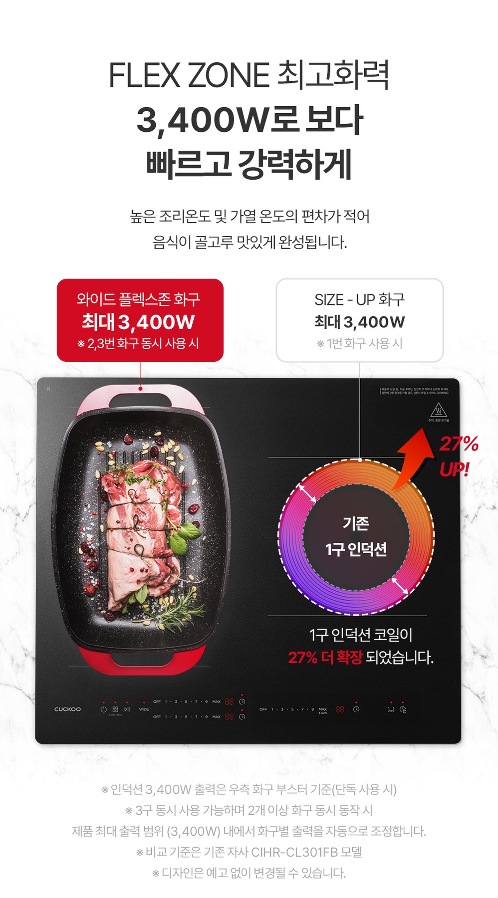쿠쿠 인덕션 무광 3구 CIR-LNL347FB 제품 이미지