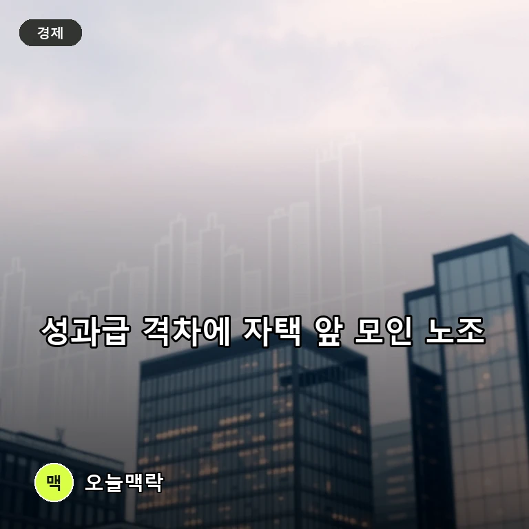 삼성전자 DX노조, 이재용 회장 자택 앞 집회…성과급 격차 반발 주제를 표현한 편집 이미지