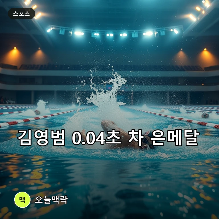 0.04초 차로 갈린 금빛 승부…김영범 100m 은메달·황선우 동메달 주제를 표현한 편집 이미지