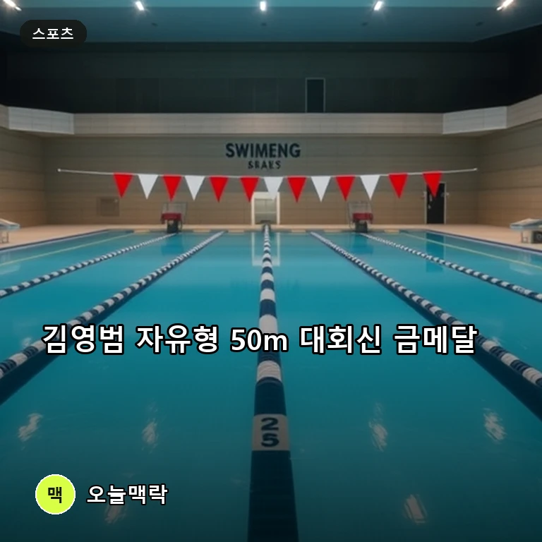 김영범, 아시안게임 자유형 50m 대회 신기록 금메달 쾌거 주제를 표현한 편집 이미지