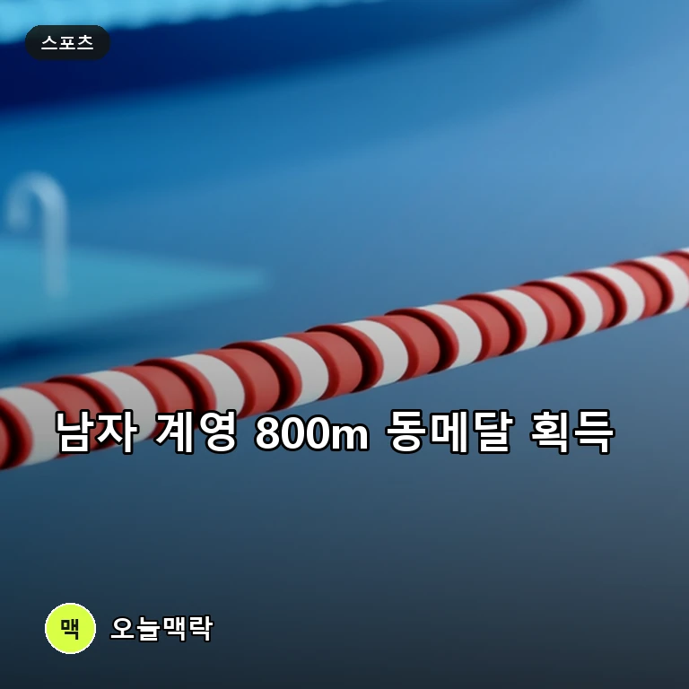 한국 남자 계영 800m, 아시안게임 대회 2연패 무산 속 동메달 획득 주제를 표현한 편집 이미지