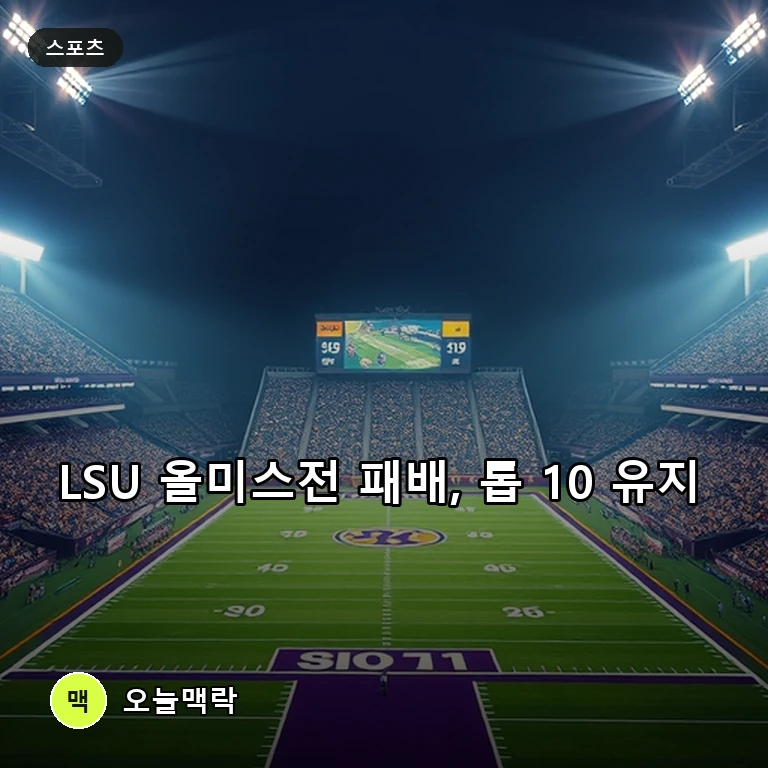 LSU 타이거즈, 올미스전 32-24 패배에도 톱 10 유지… 텍사스 A&M과 격돌 예고 주제를 표현한 편집 이미지