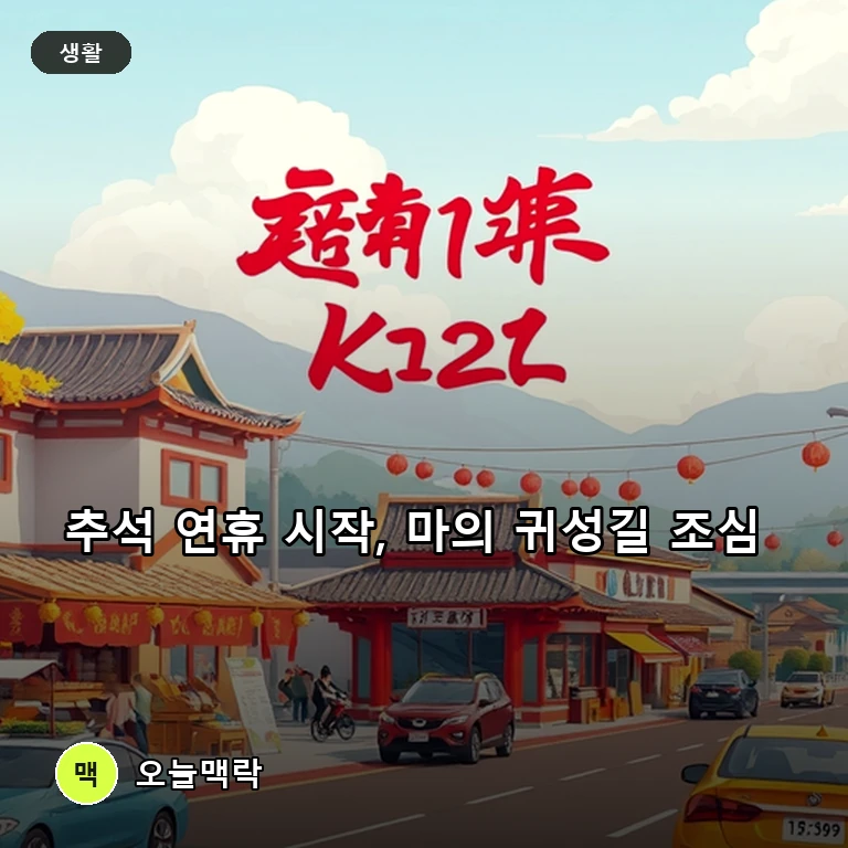 추석 연휴 시작된 가운데 귀성길 오후 4시부터 6시 사이 교통사고 집중 주제를 표현한 편집 이미지