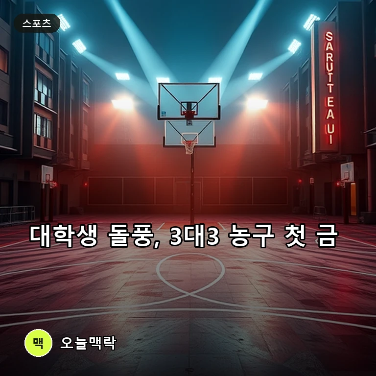대학생 4명이 쓴 청춘 드라마, 한국 남자 3대3 농구 사상 첫 금메달 주제를 표현한 편집 이미지