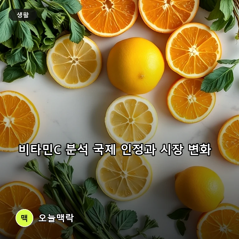 국내 인증원 비타민C 분석력 국제 인정과 맞춤형 섭취 시장 확대 주제를 표현한 편집 이미지