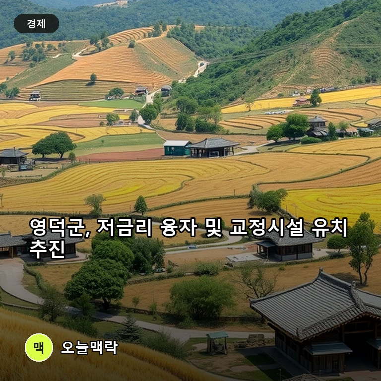 영덕군, 농어촌진흥기금 저금리 융자 지원부터 교정시설 유치 의견수렴까지 다각도 추진 주제를 표현한 편집 이미지