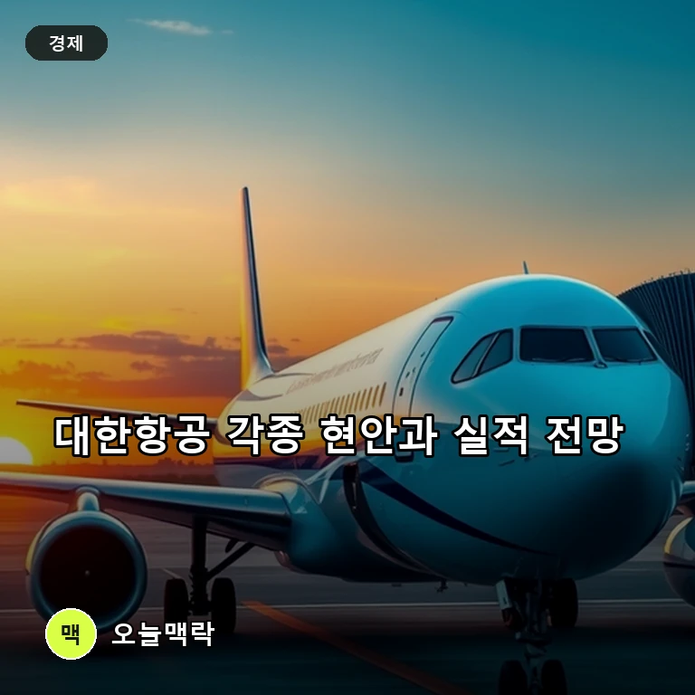 대한항공 비상슬라이드 오작동 사고부터 조종사 파업 위기까지 주제를 표현한 편집 이미지