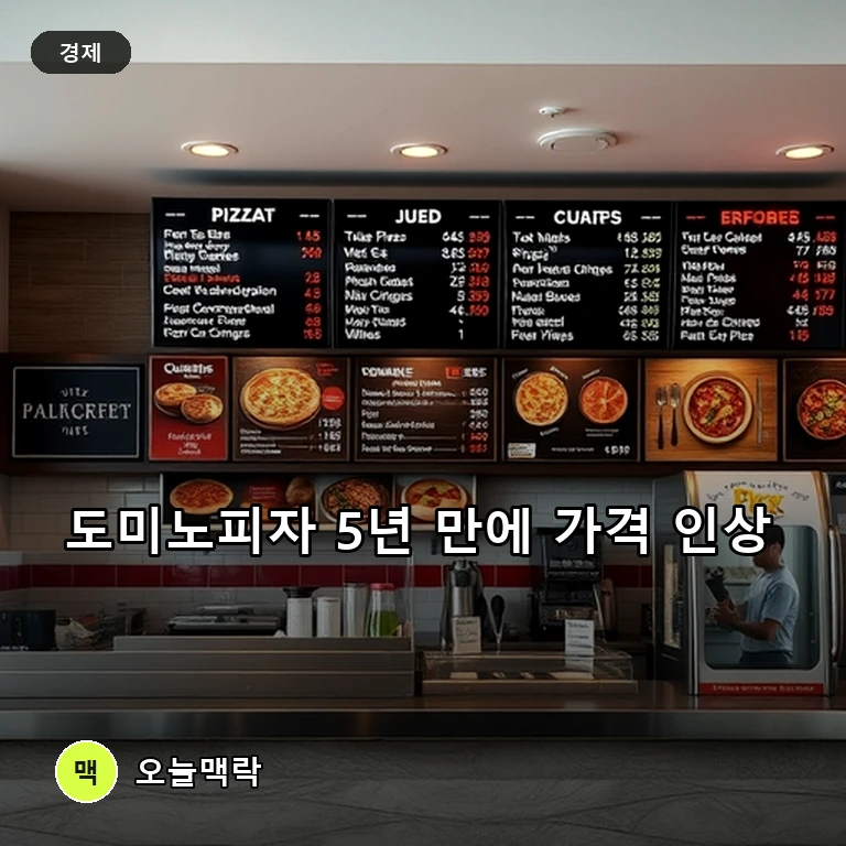 도미노피자, 5년 만에 가격 인상…라지 1500원·미디엄 1000원↑ 주제를 표현한 편집 이미지