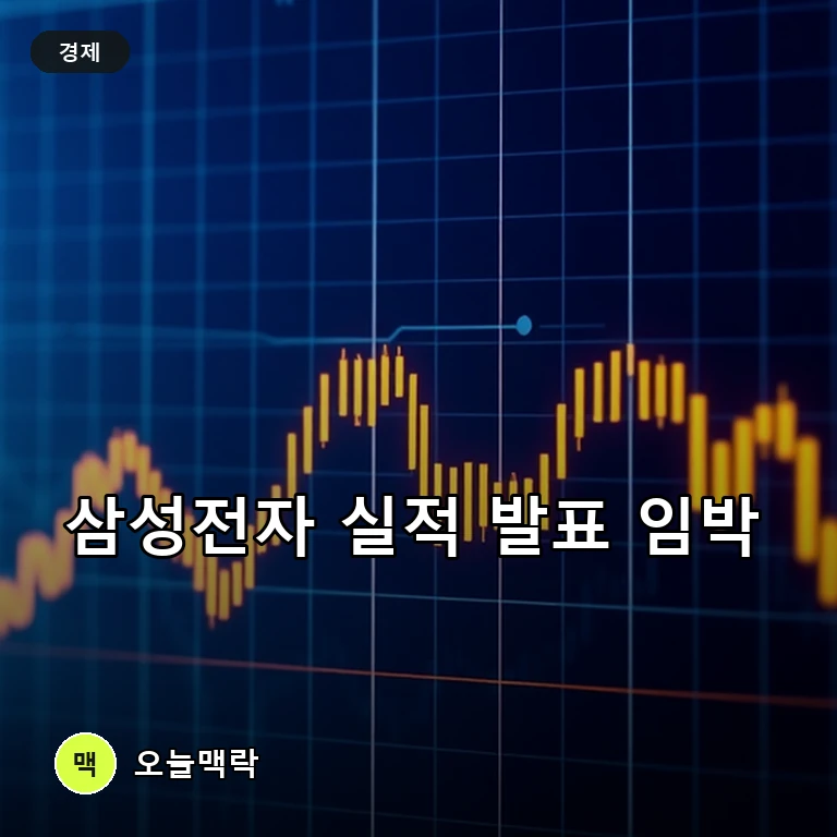 삼성전자 실적 발표 D-1, 주가 변동성 확대 경고와 투자자 관망세 주제를 표현한 편집 이미지