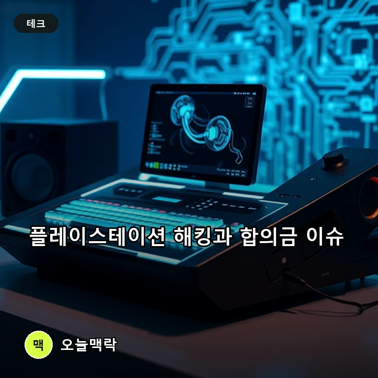 소니 플레이스테이션, 미국 반독점 합의금 지급과 하드웨어 해킹 논란 주제를 표현한 편집 이미지