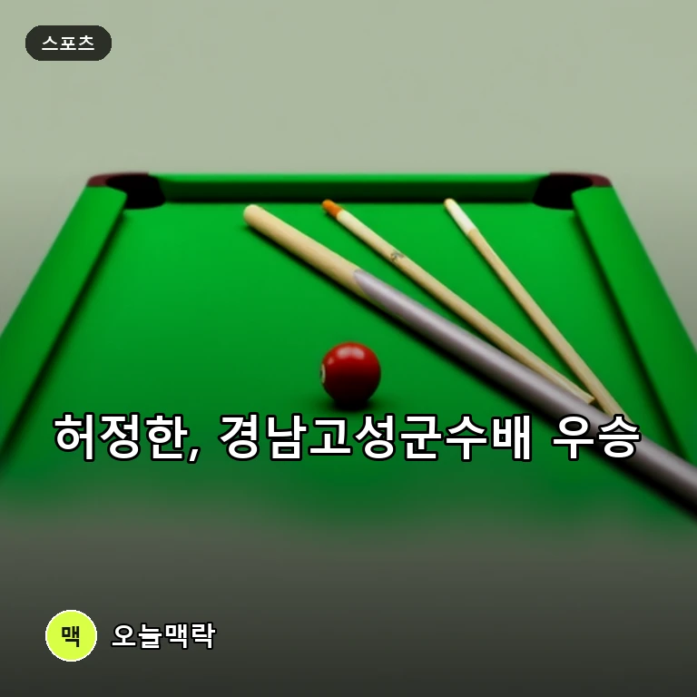 허정한, 경남고성군수배 3쿠션 결승서 손준혁 꺾고 올해 네 번째 정상 등극 주제를 표현한 편집 이미지