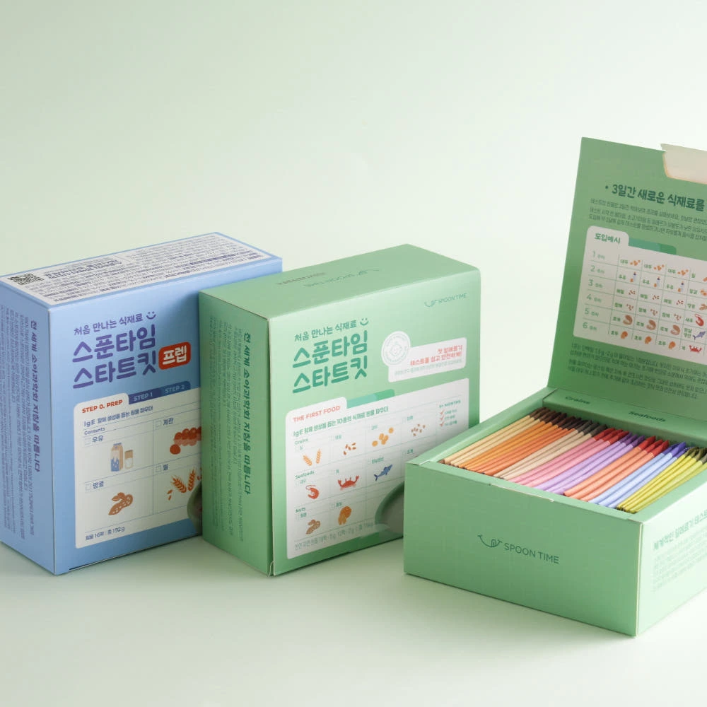 스푼타임 스타트킷 10종+4종 계란 땅콩 밀가루 우유 참깨 새우 조개 생선 초기 가루 이유식 알레르기 알러지 테스트 실제 상품 이미지